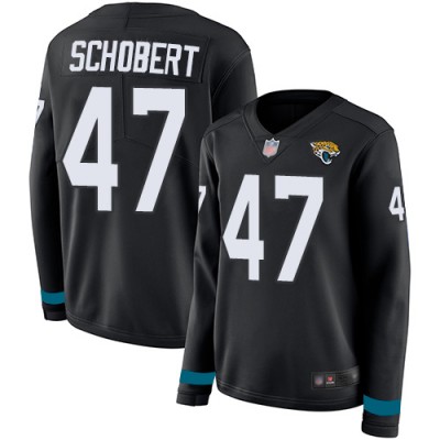 Nike Jacksonville Jaguars #47 Joe Schobert Black Team Color Women's Stitched NFL Limited Therma Long Sleeve Jersey